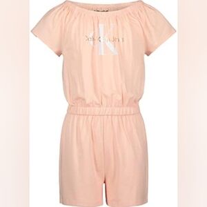 Calvin Klein girls Short Sleeve Monogram Logo Knit Romper